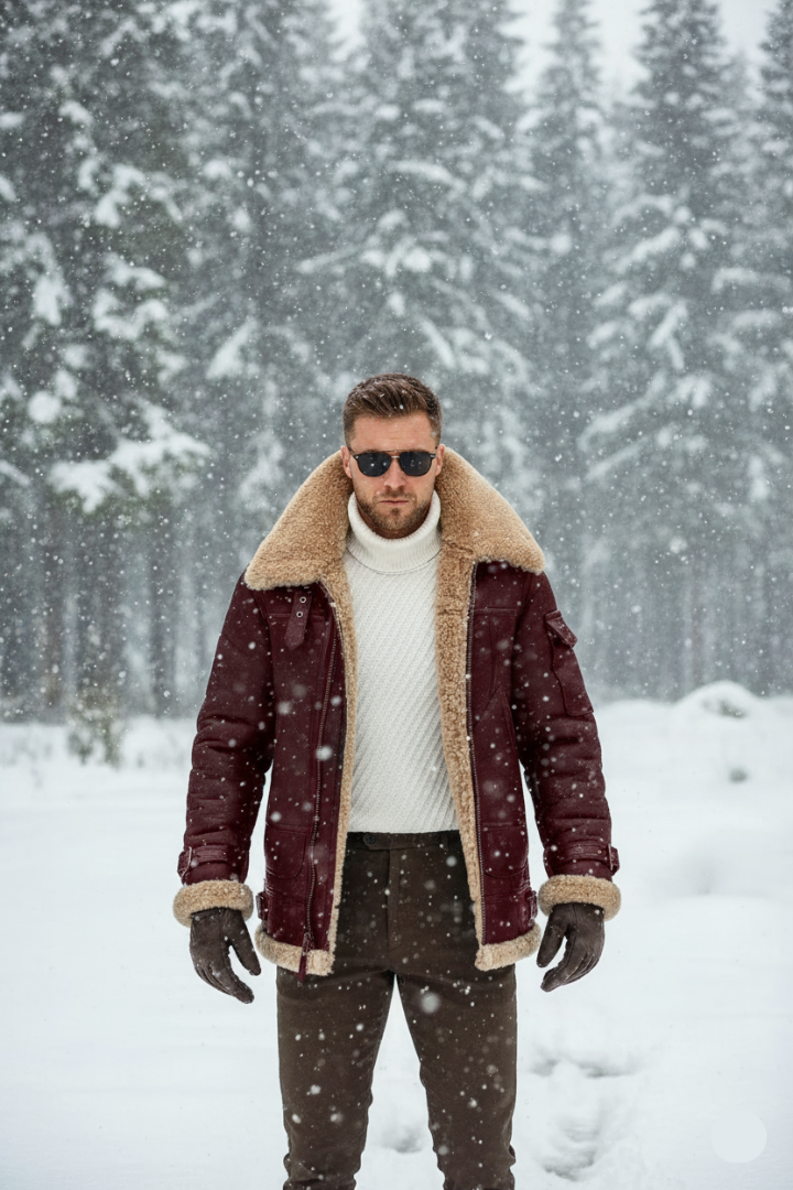 Mathis - Herre Camel Læderjakke i Pilotdesign | Trendy Herremode Jakke i Ægte Læder