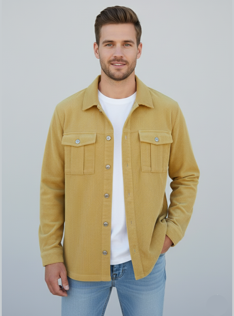 Aldo - Vintage Cordjakke til Mænd med Lange Ærmer | Retro Herrejakke i Fløjl