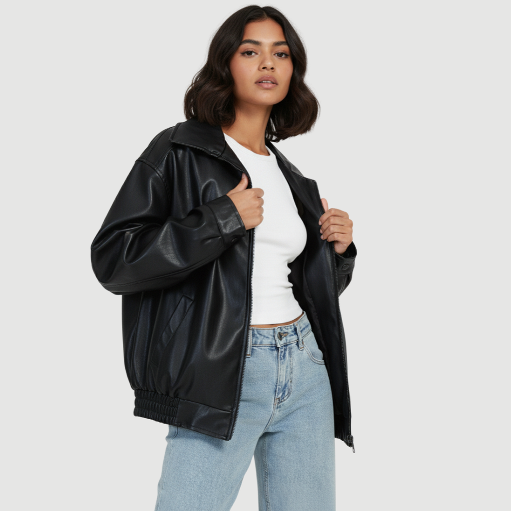 Tania - Stilfuld og afslappet læderjakke til kvinder - Ideel til modebevidste kvinder