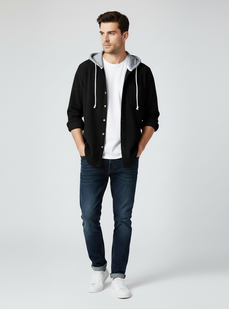 Sergio - Stilet Herre Cordjakke med Hætte | Eksklusivt Herretøj Online
