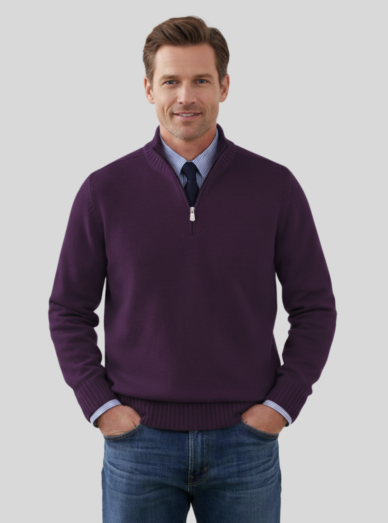 Duilio -Stilfuld Herrepullover med Halvlynlås | Komfortabel Sweater til Alle Anledninger