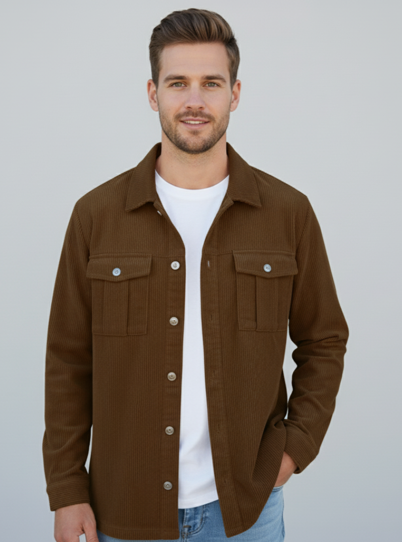 Aldo - Vintage Cordjakke til Mænd med Lange Ærmer | Retro Herrejakke i Fløjl