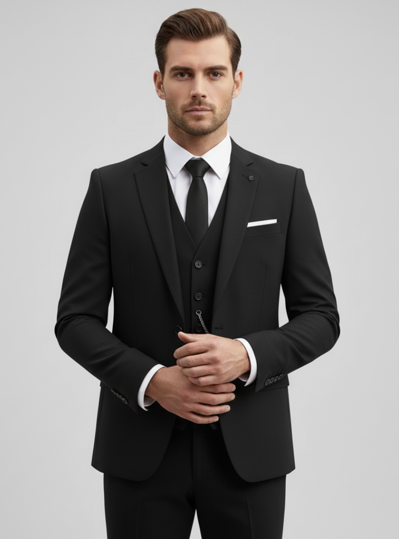 Francesco - Stilfuldt 3-delt herre jakkesæt til bryllupsgæster | Klassisk jakkesæt til mænd