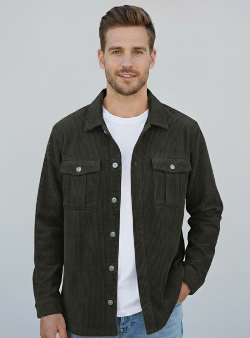 Aldo - Vintage Cordjakke til Mænd med Lange Ærmer | Retro Herrejakke i Fløjl