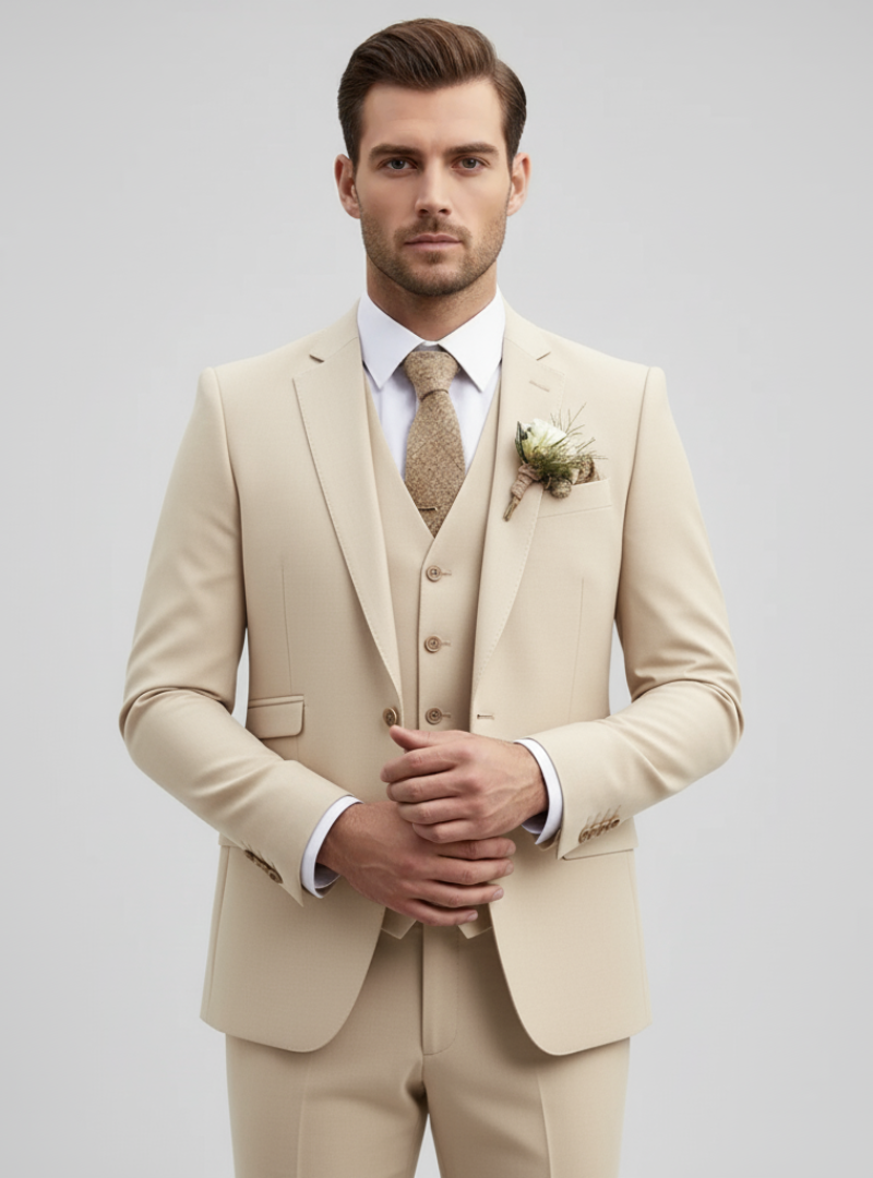 Francesco - Stilfuldt 3-delt herre jakkesæt til bryllupsgæster | Klassisk jakkesæt til mænd