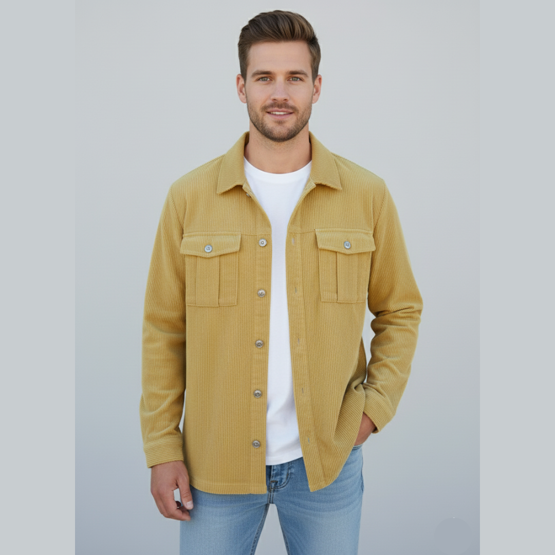 Aldo - Vintage Cordjakke til Mænd med Lange Ærmer | Retro Herrejakke i Fløjl
