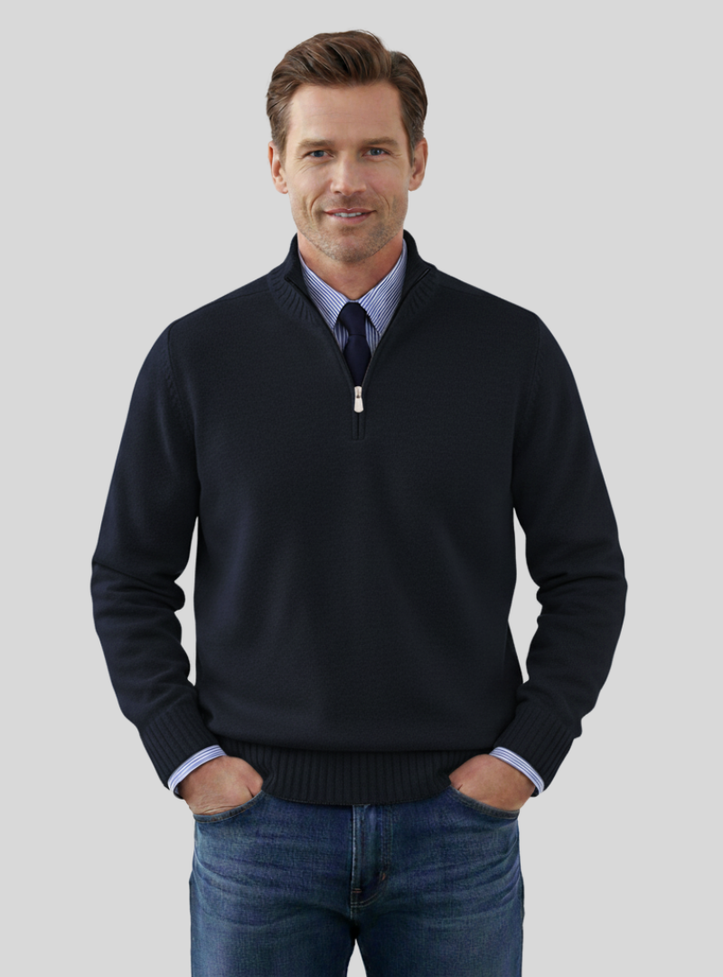 Duilio -Stilfuld Herrepullover med Halvlynlås | Komfortabel Sweater til Alle Anledninger