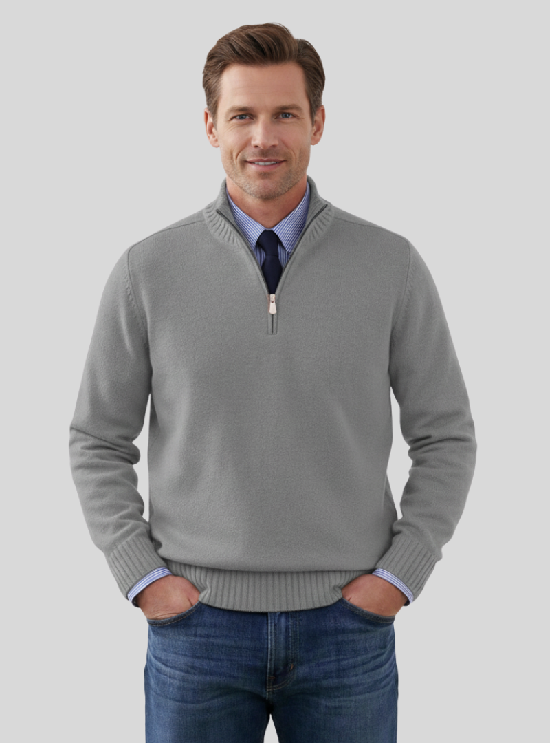 Duilio -Stilfuld Herrepullover med Halvlynlås | Komfortabel Sweater til Alle Anledninger